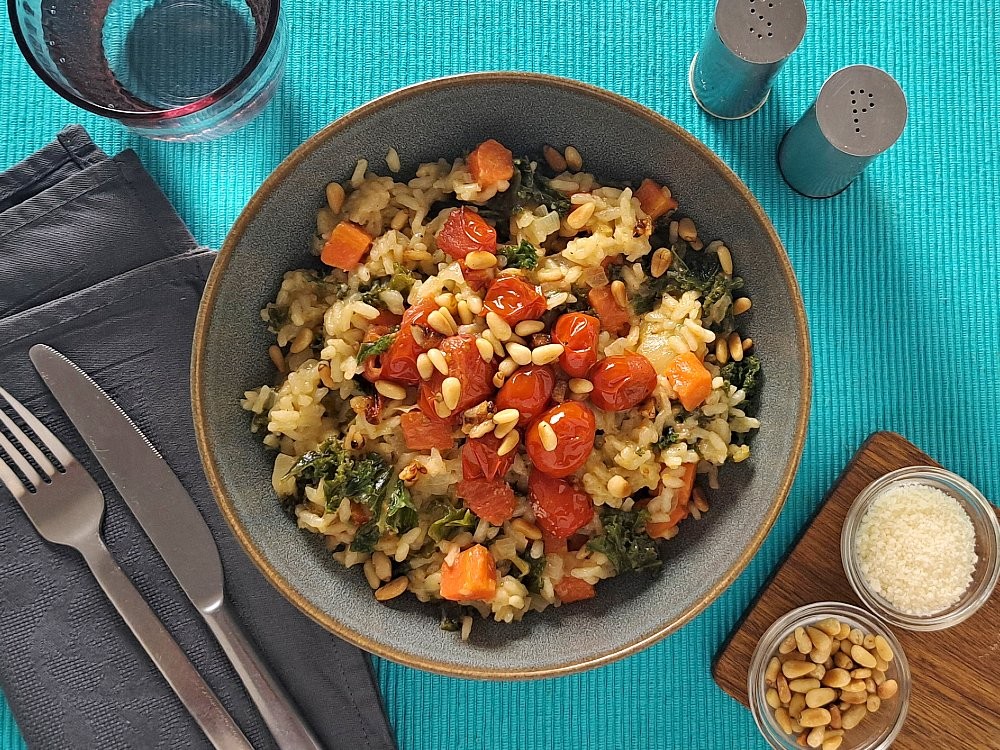 Buntes Risotto mit Pecorino