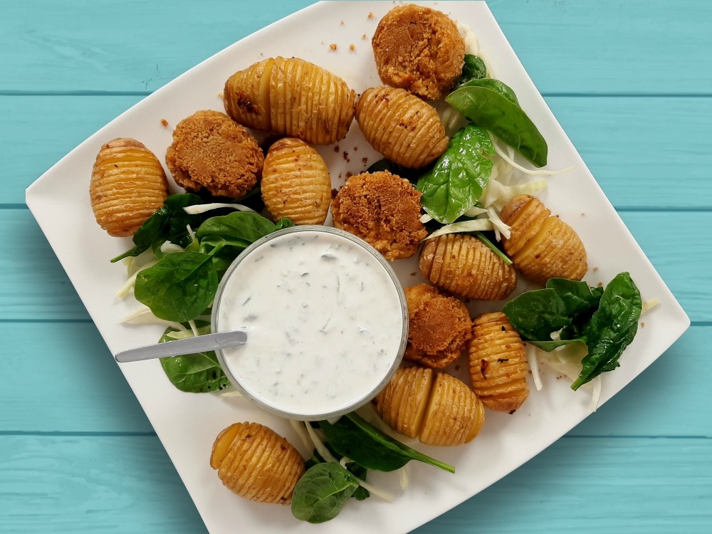 Fächerkartoffeln und Falafel 