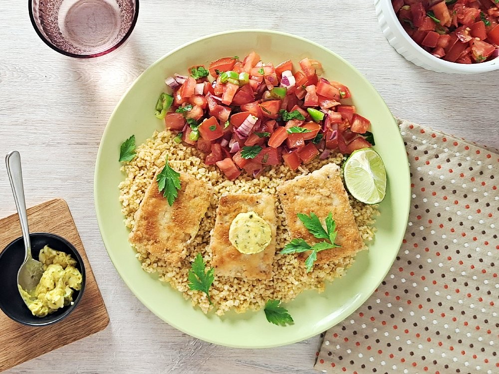 Panierter Tofu mit Estragon-Curry-Margarine