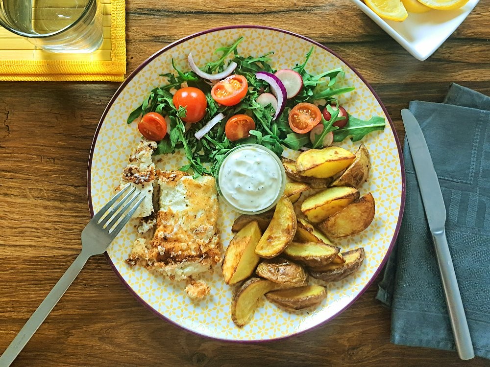 Paniertes Feta-Schnitzel mit Kräutermayo