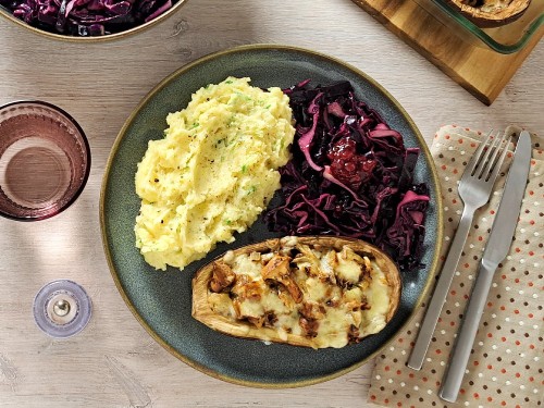 Gefüllte Aubergine mit Pfifferlingen (Vegan)