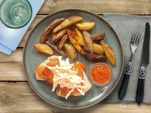 Vegan Strips mit Paprika-BBQ-Sauce 