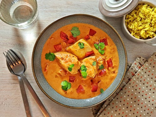 Indischer Eintopf mit veganen Sojafilets