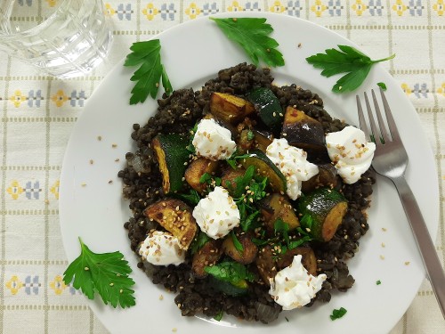 Lauwarmer Linsensalat (vegan) 