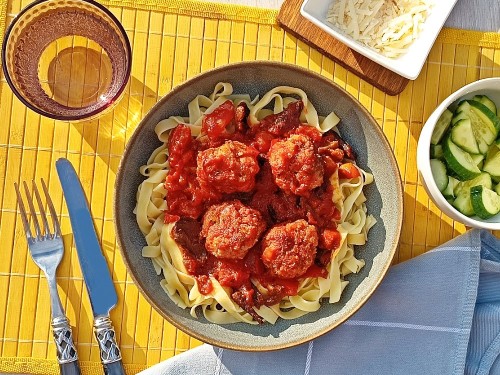 Salsicciabällchen & Tomaten-Steinpilz-Sauce (Abo-Premium-Rezept)