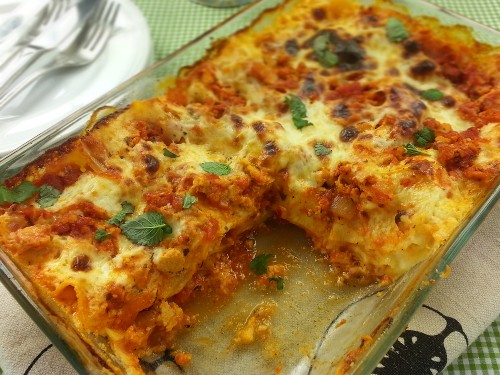 Würzige Kürbislasagne mit Bergkäse