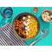 Aubergine-Tajine mit Kurkumacouscous, Feta und Kichererbsen