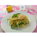 Spaghetti mit Mandelpesto zu Fischfilet mit Zitronenhaube und grünen Bohnen