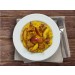 Safranrisotto mit Pfifferlingen und Pfirsich
