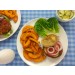 Kochbox Vegane Mais-Bohnen-Burger mit Kürbispommes und süß-saurer Gurke